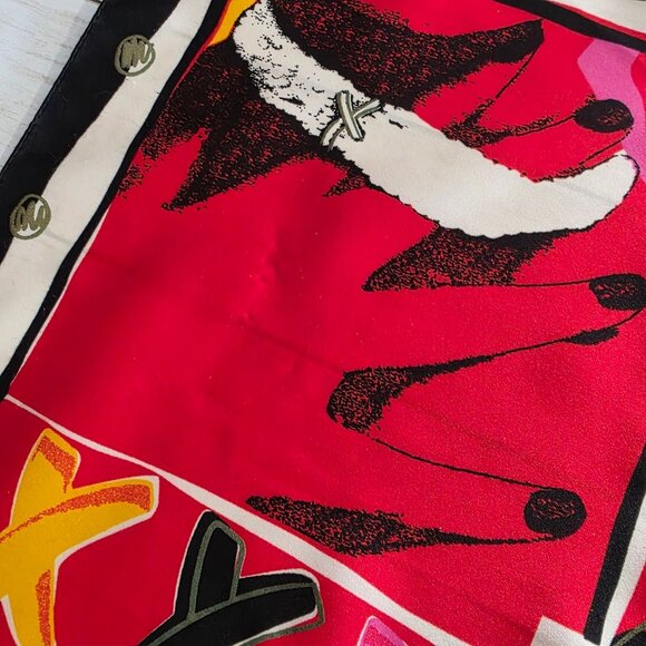 Vintage Paloma Picasso Parfums Silk Scarf Pop Art Abstract 80s Red Black Retro - Picture 9 of 9